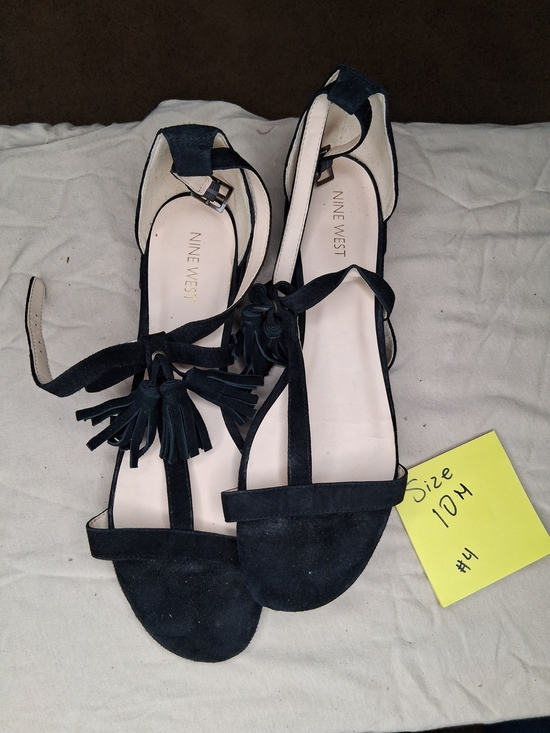 Nine West Shoes - Nine West Black Suede Tassel T-Strap Sandals